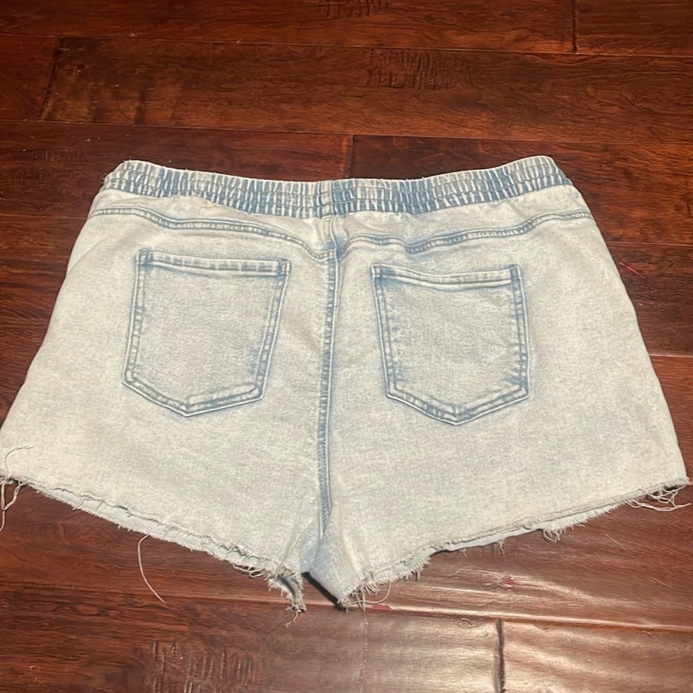 Celebrity Pink denim shorts light wash elastic wait and drawstring frayed sz XXl - Picture 6 of 11